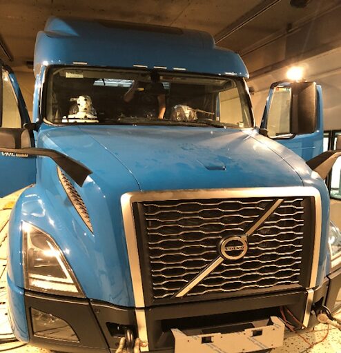 Joint ThermoAnalytics-Thermetrics truck cabin comfort evaluation project. Front view of truck cab