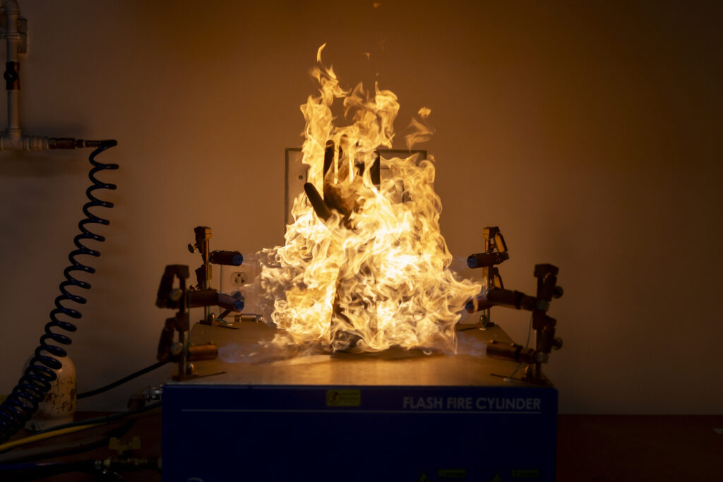 picture of Thermetrics flash fire hand system on fire