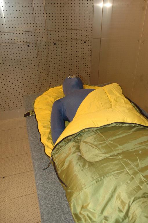 Newton thermal manikin being used to test a sleeping bag at the Centre for Nanotechnology and Advanced Materials in Portugal.